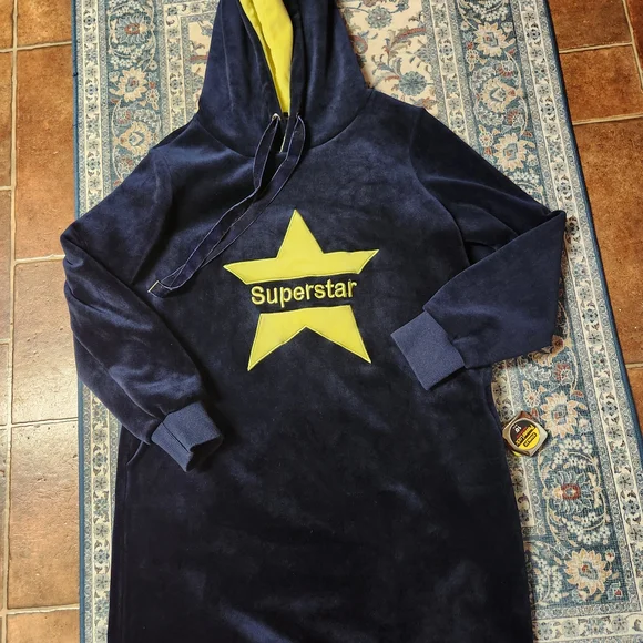 Navy Blue and Yellow Women's Hoodie Sweater - Picture 2 of 12